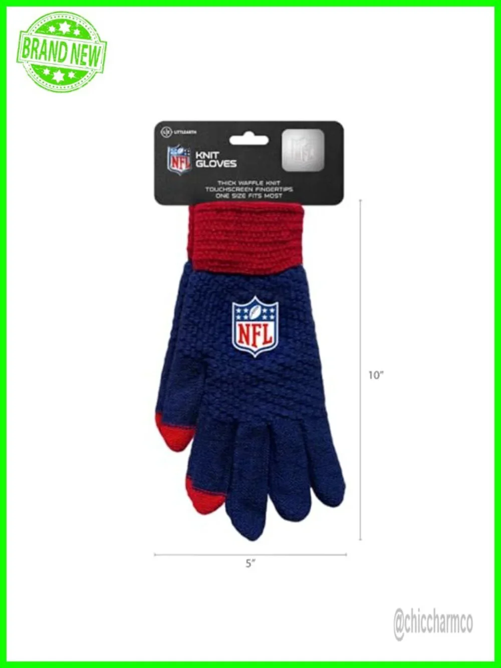 NFL Embroidered Waffle Knit Touchscreen Gloves - Officially Licensed